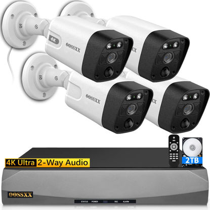 Picture of (4K/8.0 Megapixel & 130° Ultra Wide-Angle) 2-Way Audio PoE Outdoor Home Security Camera System, 4 Wired Outdoor Surveillance IP Cameras System