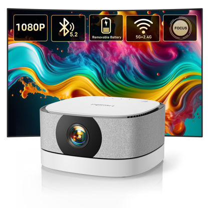 Picture of 【Battery Powered】Outdoor Projector with WiFi and Bluetooth 1080P: 480 ANSI 16000L Lisowod Mini Portable Rechargeable Projector with Electric-Focus & Zoom Movie Projector for Outdoor/Home Use