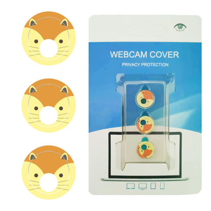 Picture of Webcam Cover 3 Packs, Ultra-Thin Camera Cover Privacy Protector, Cover Slide for Laptop/Mac/MacBook Air/iPad/iMac/PC/Phone Webcam Covers Laptop Accessories (Cute Fox)