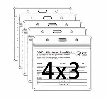 Picture of 3/5/10Pack-CDC Vaccination Card Protector 4 X 3 Inch Immunization Record Vaccine Cards Cover,Clear Vinyl Plastic Sleeve with Waterproof Type Resealable Zip