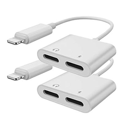 Picture of [Apple MFi Certified] Dual 2in1 Lightning Headphone Audio & Charger Adapter Splitter for iPhone iPad,2 Pack iPhone Headphone Adapter Compatible with iPhone 12/11/XS/XS Max/XR/X/8/8plus/7/7 Plus/iPad