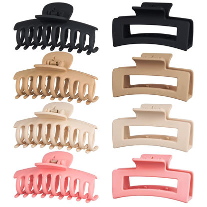 Picture of Askfeel 8Pack 3.5 Inch Medium Hair Claw Clips for Women, Hair Clips for Thin Thick Curly Hair, Matte Non Slip Hair Clips for Girls