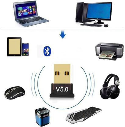 Picture of Bluetooth 5.0 USB Dongle, Bluetooth Adapter for PC Computer Desktop Laptop, Wireless Transfer for Bluetooth Headphones Speakers Keyboard Mouse Printers Music & Calls, Windows 11/10/8.1/8