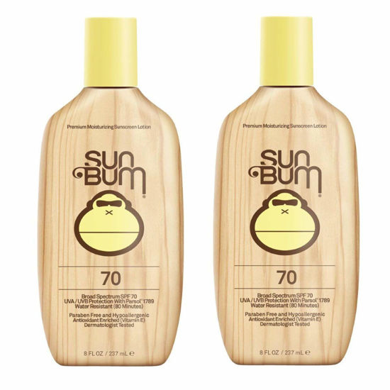 Picture of Sun Bum Original SPF 70 Sunscreen Lotion | Vegan and Reef Friendly (Octinoxate & Oxybenzone Free) Broad Spectrum Moisturizing UVA/UVB Sunscreen with Vitamin E | 8 oz (Pack of 2)