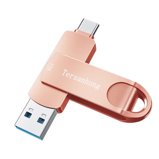 GetUSCart- 1000GB USB C Memory Stick,1TB Ultra USB3.0 Thumb Drives for  MacBook Pro 3 in 1 Android Phones Photo Stick Tersanhong External Date  Storage for iPad,Computers and Tablets(Pink)