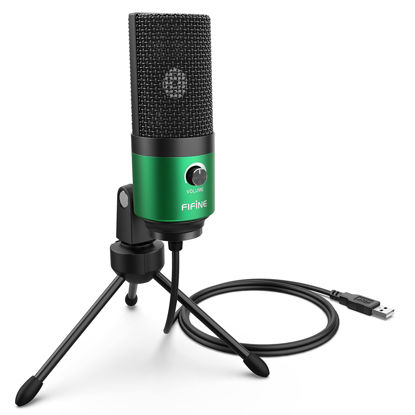 Picture of FIFINE USB Gaming Microphone for PC Desktop, PS4 and Mac, Gain Control, External Condenser Computer Mic for Streaming, Podcasting, Twitch, Discord, Green - K669G
