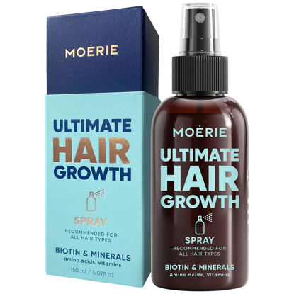 Picture of Moerie Ultimate Hair Growth Spray Designed to Strengthen Hair & Stop Hair Loss - 100% Natural Hair Serum for Hair Growth with over 100 Minerals, Vitamins & Amino acids - Fresh Scent - 5.07 Fl. Oz