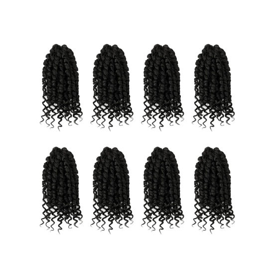 Picture of Short Passion Twist Hair 6 Inch Pre-twisted Passion Twist Crochet Hair 8 Packs Pre-looped Crochet Passion Twist Braiding Hair for Black Women Bohemian Synthetic Hair Extensions #2