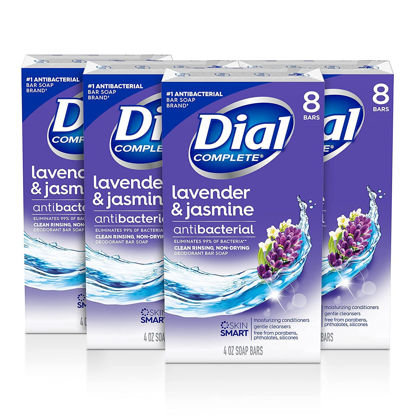 Picture of Dial Complete Antibacterial Deodorant Bar Soap, Lavender & Twilight Jasmine Scent, 4 oz, 8 Bars (Pack of 4)