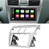 Picture of Aramox Car Stereo Radio Double Din Dash Kit Bezel, 2‑Din Radio Fascia Car Stereo Navigation Refitted Dash Panel Kit Frame Replacement for Vios Belta Yaris Sedan (Silver)
