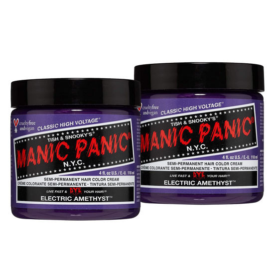 Picture of MANIC PANIC Electric Amethyst Hair Dye - Classic High Voltage (2PK) Semi-Permanent Hair Color - Medium Violet Purple With Blue Undertones, Vegan, PPD & Ammonia-Free, For Coloring Hair on Women & Men
