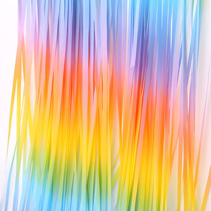 Picture of Pastel Rainbow Foil Fringe Curtain - GREATRIL Pastel Rainbow Backdrop Streamers for Kids Birthday/Classroom Decor/Unicorn/Princess/Halloween/Christmas Party Decorations (2 Pack)