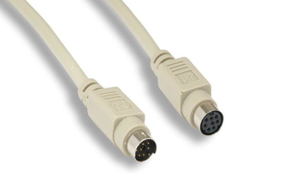 Picture of KENTEK 6 Feet FT Mini DIN8 Extension Cable Cord Connector 28 AWG Molded Serial RS-232 MDIN 8 Pin Male to Female M/F for Peripheral Device