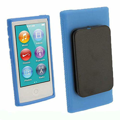 Picture of for Apple iPod Nano 7 Case, Belt Clip TPU Rubber Gel Soft Skin Case Cover for Apple iPod Nano 7th Generation 7G 7 + Clear Soft TPU Skin Case Cover (Blue)