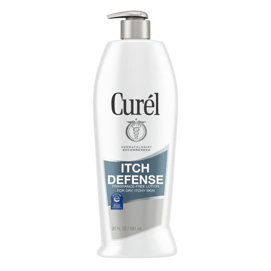 Picture of Curél Itch Defense Calming Body Lotion, Moisturizer for Dry, Itchy Skin, Body and Hand Lotion, with Advanced Ceramide Complex, Pro-Vitamin B5, Shea Butter, 20 Ounce, white
