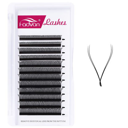 Picture of YY Eyelash Extension D curl 0.07mm 14mm Volume Lash Extensions 2D Easy Fans Y Lashes Premade Cluster Fans More Soft Profeesional Use by FADVAN (YY-0.07mm, 14mm)