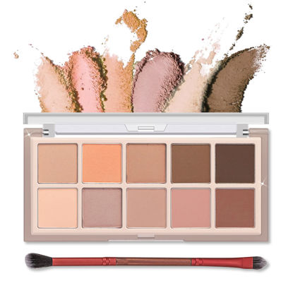 Picture of Erinde 10 Colors Eyeshadow Makeup Palette - Matte Naked Eye Shadow, Ultra-Blendable, Long Lasting, Professional Matte & Shimmer Nudes Neutral Eye Shadows Palette with Brush, Milk Tea
