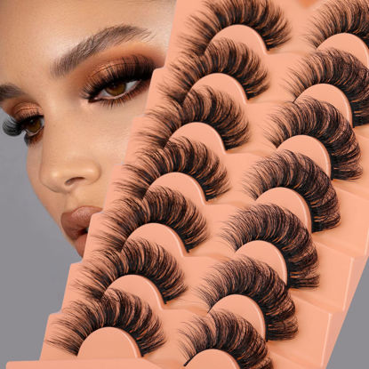 Picture of JIMIRE Mink Lashes 18MM Fluffy 6D Wispy False Eyelashes Volume Thick Dramatic Fake Lashes Natural Look Like Eyelash Extensions Pestañas 7 Pairs Pack