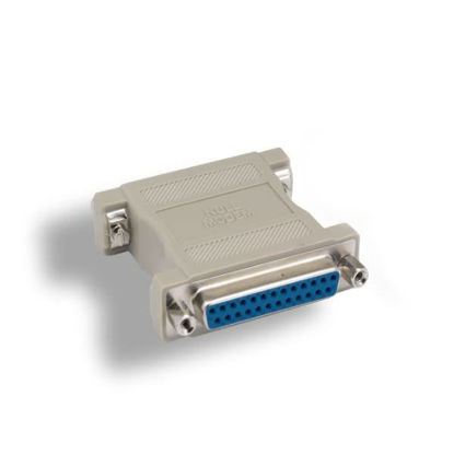 Picture of Kentek DB25 Female to Female F/F Molded Null Modem Adapter Changer Coupler RS-232 Crossover Type Data Transfer DTE DCE