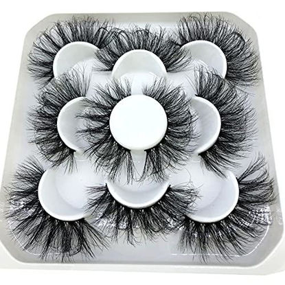 Picture of HBZGTLAD new 5 Pairs 25 mm 3d Mink Lashes Bulk Faux with Custom Natural Mink Lashes Pack Short Wholesales Natural False Eyelashes (ZM-4)