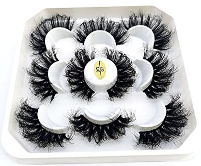 Picture of HBZGTLAD new 5 Pairs 25 mm 3d Mink Lashes Bulk Faux with Custom Natural Mink Lashes Pack Short Wholesales Natural False Eyelashes (9D-07)