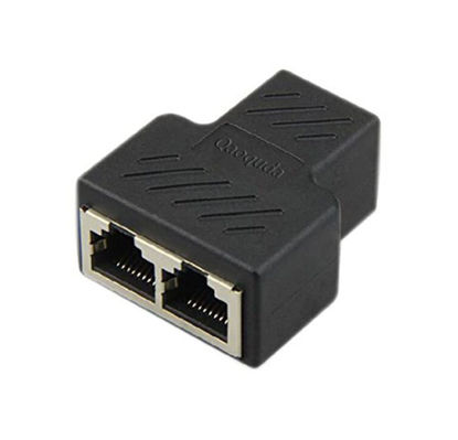 Picture of Qaoquda RJ45 Splitter Adapter 1 to 2 Dual Female Port CAT 5/CAT 6 LAN Ethernet Socket Splitter Connector Adapter