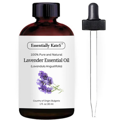 Picture of Essentially Kates Lavender Oil 1 Fl. Oz. - Bulgarian - 100% Pure and Natural, Therapeutic Grade with a Glass Dropper