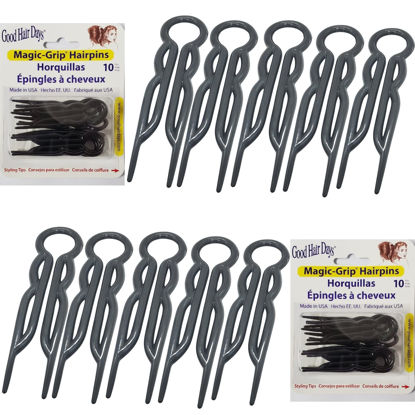 Picture of Good Hair Days Hair Pins - Plastic, U-shaped Magic Grip Hairpins, Strong Durable Pins For Fine, Thick & Long Hair, Hair Styling Accessories, Set of 20 (Black)