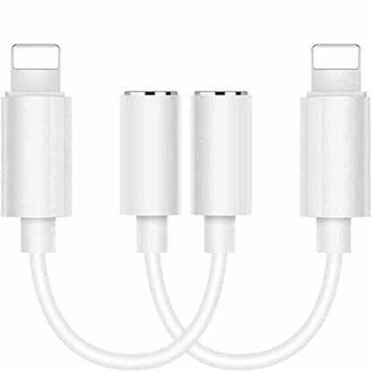 Picture of (2Pack) Headphone Jack Aux Adapter Dongle for iPhone 12/Xs/Xs Max/XR/ 8/8 Plus/X (10) / 7/7 Plus Adapter to 3.5mm Jack Converter Car Charge Accessories Cables & Audio Connector