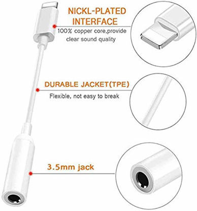 Picture of 2 Pack Lightning to 3.5 mm Headphone Jack Adapter,Apple MFi Certified iPhone Headphones Adapter Lightning to Audio Dongle Cable Earphones Headphones Converter for iPhone 12/11/XS/XR/X 8 7/iPad/iPod