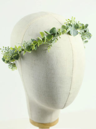 Picture of HJYHYN Flower Crown Boho Flower Wreath Artificial Floral Crown Bridal Headpiece Greenery Crown for Wedding Ceremony Party Festival (Green)