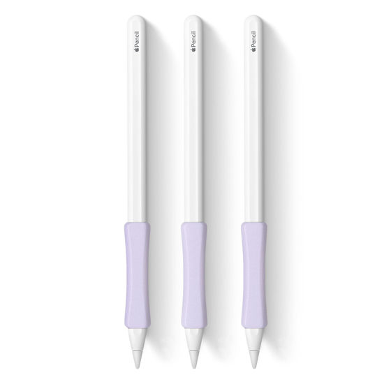 Picture of 3 Pack Purple iPencil Grips Case Cover Ergonomic Silicone Sleeve Holder Compatible with Apple Pencil 2nd Generation, iPad Pro 11 12.9 inch 2018