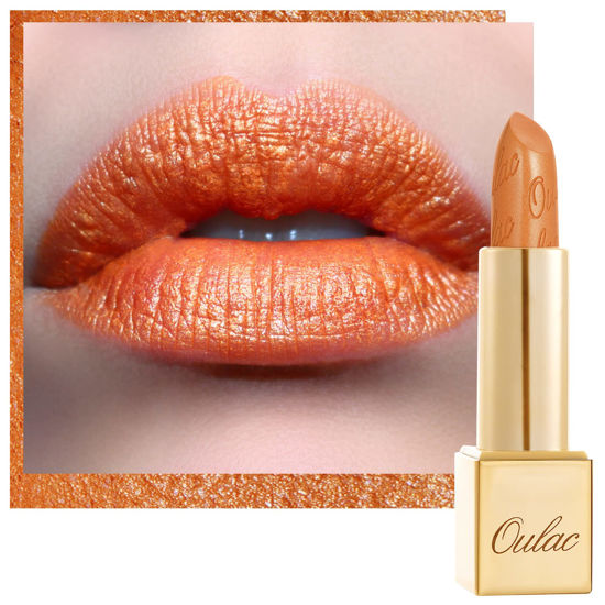 Picture of Oulac Metallic Shine Orange Lipstick, High Impact Lipcolor with Moisturizing Creamy Formula, Long Lasting, Vegan & Cruelty-Free, Full-Coverage Lip Color 4.3 g/0.15 oz, Persimmons(19)
