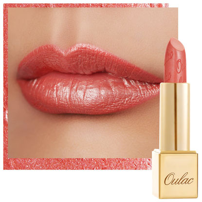 Picture of Oulac Metallic Coral Pink Lipstick for Women, High Impact Lipcolor, Lightweight Soft and Hydrating, Vegan & Cruelty-Free, Full-Coverage Lip Makeup 4.3 g/0.15 oz, Nemo Go Home(06)