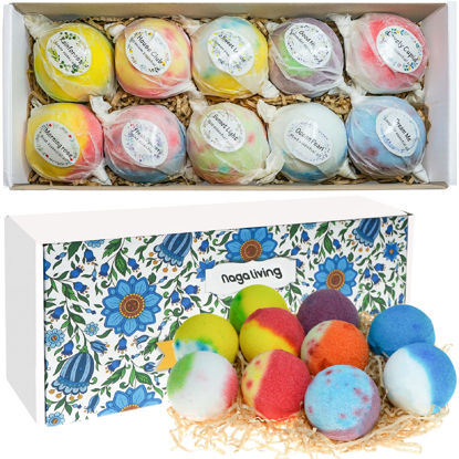 Picture of Nagaliving Bath Bombs Gift Set, 10 Organic Bubble Bath Bombs, Bath Gift for Valentine’s Day, Christmas