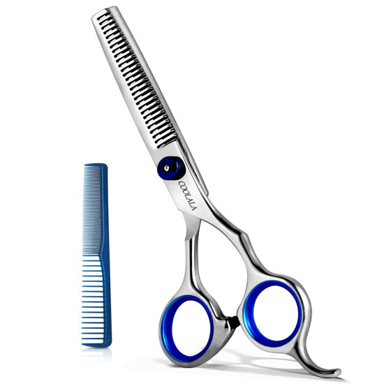 Picture of COOLALA Stainless Steel Hair Cutting Scissors Thinning Shears 6.5 Inch Professional Salon Barber Haircut Scissors Family Use for Man Woman Adults Kids