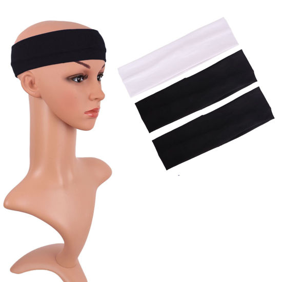 GetUSCart- MapofBeauty 3 Pack Yoga Headbands Stretchy Cotton Head Band  Hairwarp Sports Running Exercise Gym (Black/White)