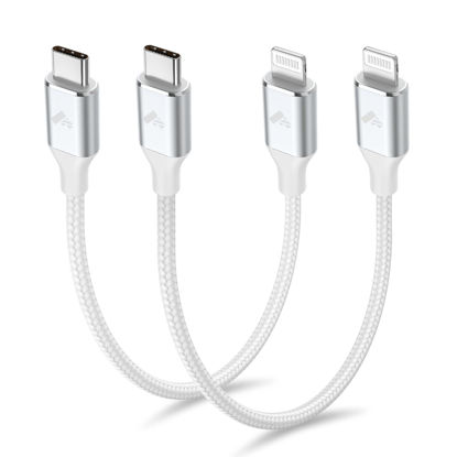 Picture of 1ft 2Pack USB C to Lightning Cable Short, Power Delivery USB C iPhone Cable MFi Certified Braided Type C iPhone Charger Cord Fast Charging for iPhone 14 13 12 11 Pro Max XR XS X 8 Plus SE iPad-1 Foot