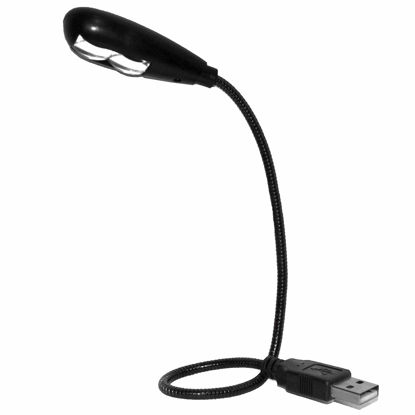 Picture of i2 Gear USB Reading Lamp with 2 LED Lights and Flexible Gooseneck - 2 Brightness Settings and On/Off Switch for Notebook Laptop, Desktop, PC and MAC Computer - Retail (2 LED 11 cm, Black)