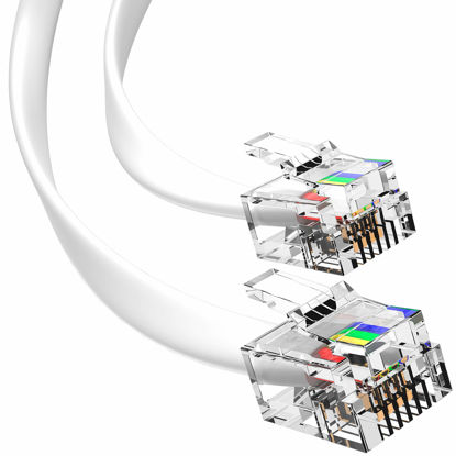 Picture of G-PLUG 15FT RJ11 Cable Phone Cord for Landline & Telephone Cord for RJ11 to RJ11 Devices - Smooth, Clear Connections & Optimum Quality - Durable Phone Cable with 4 Gold-Plated Contact Pins (White)
