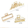 Picture of Mehayi 3 PCS Large Gold Metal Hair Claw Clips for Women Girls, Cute Alloy Big Hair Clamps Strong Hold for Thick Thin Hair, Fashion Hair Accessories Headwear Styling Tools for Party Wedding