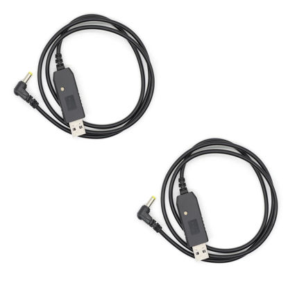 Picture of (2PCS) UV-5R USB Charger Cable UV-5R USB Charging Cable (2.5mm) [New Version 2023 ] for BaoFeng UV-5R UV-82 BF-F8HP UV-82HP UV-5X3 UV-5RE UV-S9 UV-9S Cable with Indicator Light(Not for Charging Base)