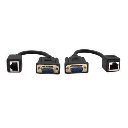 Picture of ZUYOOK VGA Extender Network Adapter VGA to RJ45 Cable,VGA 15-Pin Port Male to RJ45 Female Cat5/6 Ethernet LAN Console for Multimedia Video and Extend Distance of VGA Devices (15Cm/6Inch,2PACK)