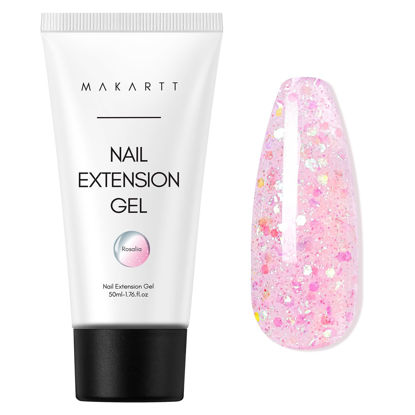 Picture of Makartt Poly Nail Gel 50ML Gel Builder for Nails, Glitter Pink, Gel Nail Extension,Nail Strengthener Hard Gel Color Gel Multifunctional Long-Lasting and Easy to Use for DIY Salon Quality-Rosalia