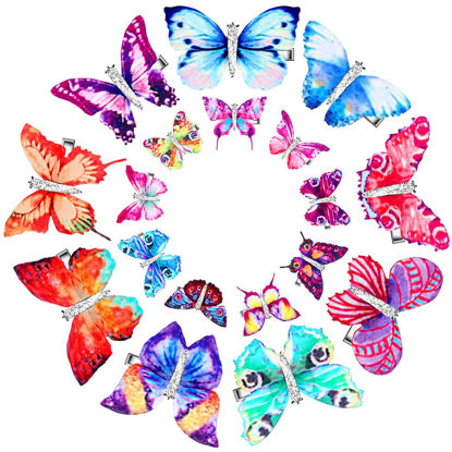 Picture of Boao 18 Pieces Glitter Butterfly Hair Clips for Teens Women Hair Accessories (Cute Style)