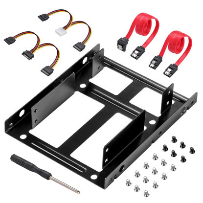 Picture of S.H.Y SPRUCES SSD Metal Mounting Bracket Kit, 2.5 to 3.5 Hard Drive Adapter, Compatible with Any 2.5 to 3.5 Drive Bay, with SATA Data Transfer Cable and SATA Power Cable