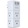 Picture of 6 AC Multi Plug Outlet Extender with Spaced Splitter- YISHU Surge Protector with Rotating Plug with 3 USB Ports, 3-Sided Swivel Power Strip for Home, Office, Travel