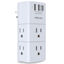 Picture of 6 AC Multi Plug Outlet Extender with Spaced Splitter- YISHU Surge Protector with Rotating Plug with 3 USB Ports, 3-Sided Swivel Power Strip for Home, Office, Travel