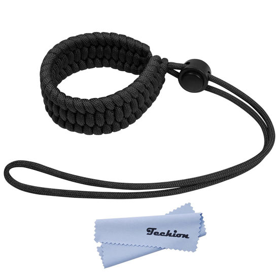 Picture of Techion Camera Wrist Strap, Adjustable Paracord Camera Hand Strap, for DSLR, Mirrorless Camera, Video Camcorder, Cameras, Binoculars - Black V2