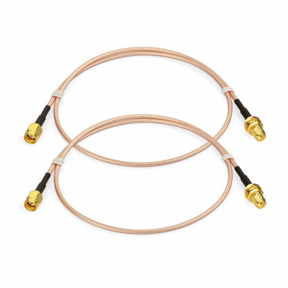 Picture of Bingfu WiFi Antenna Extension Cable (2-Pack) RP-SMA Male to RP-SMA Female Bulkhead Mount RG316 Cale 60cm 24 inch for WiFi Router Security IP Camera Wireless Mini PCI Express PCIE Network Card Adapter